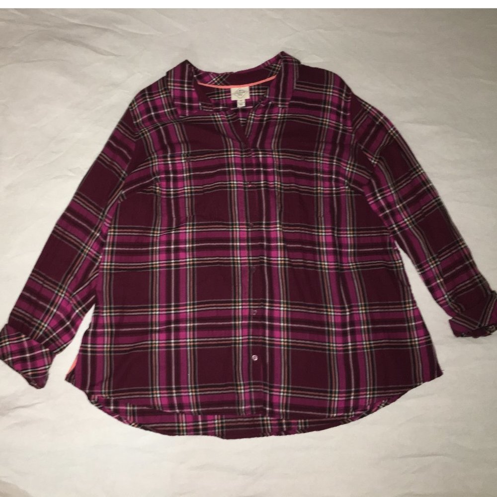 Long Sleeve Plaid Flannel Button Down St Johns Bay